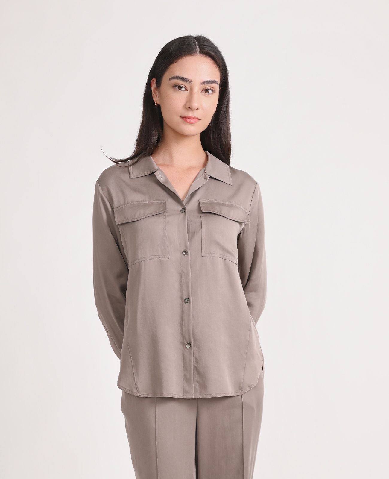 Women Austrian Tencel Tencel Utility shirt GWWTP00065G08